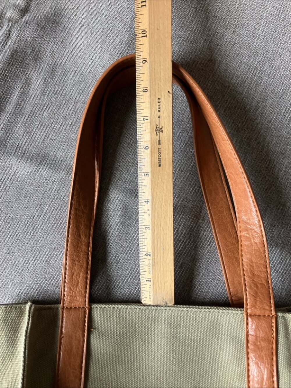 Joy Susan Medium Canvas Tote with Vegan Leather Straps and Abundance of Pockets - Picture 11 of 14
